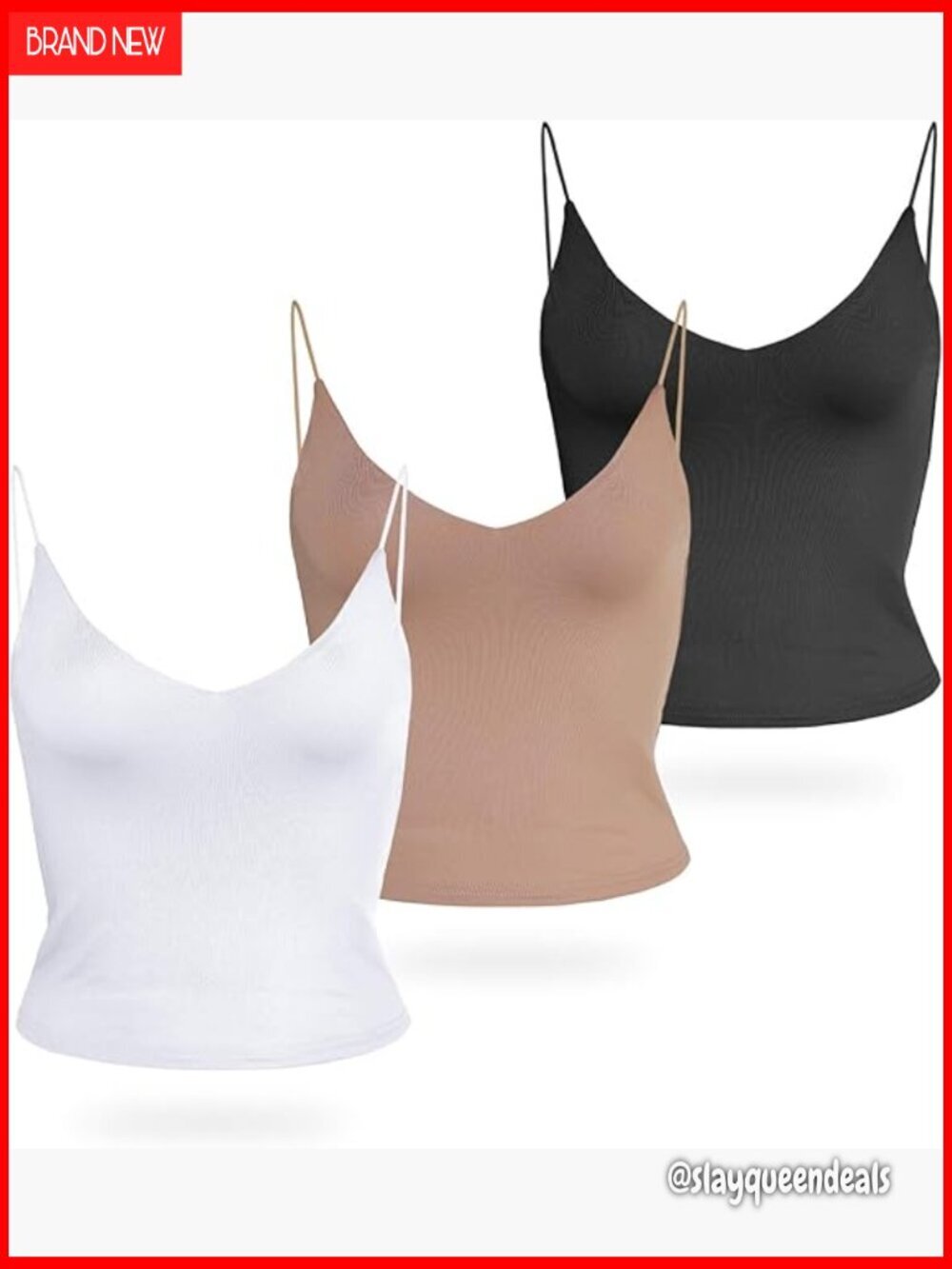 Slim Fit V-Neck Crop Tank Top Double Layer Spaghetti Strap Camisole